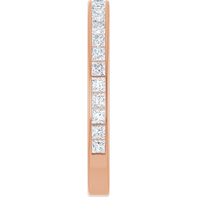14K Gold Square Natural Diamond Channel-Set Anniversary Band – 2x2 mm Stones - Rose Gold - view 4