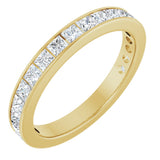 14K Gold Square Lab-Grown Diamond Channel-Set Anniversary Band – 3x3 mm Stones - Yellow Gold