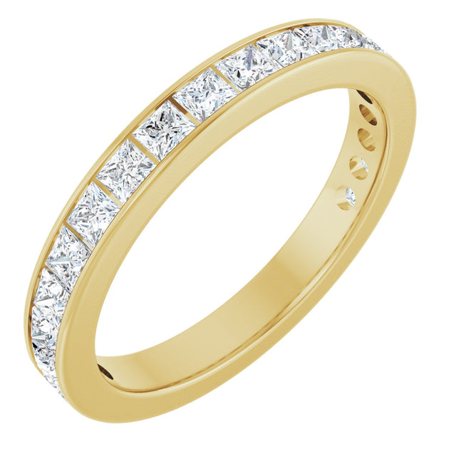 14K Gold Square Lab-Grown Diamond Channel-Set Anniversary Band – 3x3 mm Stones - Yellow Gold