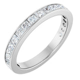 14K Gold Square Natural Diamond Channel-Set Anniversary Band – 3x3 mm Stones - White Gold