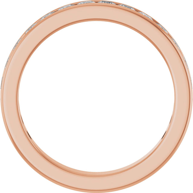 14K Gold Square Lab-Grown Diamond Channel-Set Anniversary Band – 2.25x2.25 mm Stones - Rose Gold - view 2