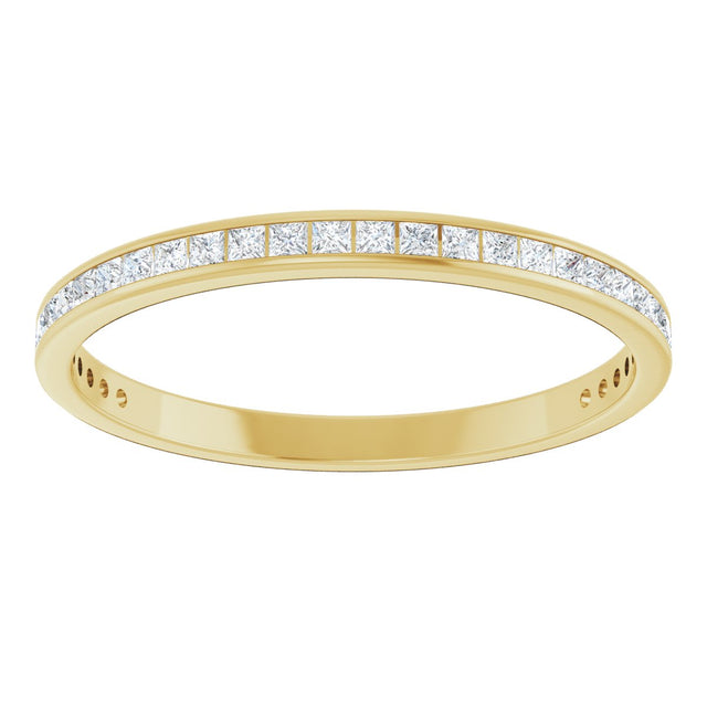 14K Gold Square Natural Diamond Channel-Set Anniversary Band – 1.75x1.75 mm Stones (1 1/5–1 1/4 CTW) - Yellow Gold - view 3