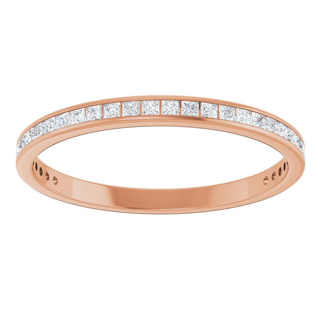 14K Gold Square Natural Diamond Channel-Set Anniversary Band – 1.75x1.75 mm Stones (1 1/5–1 1/4 CTW) - Rose Gold - view 3