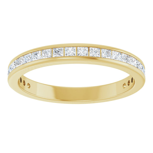14K Gold Square Natural Diamond Channel-Set Anniversary Band – 1.5x1.5 mm Stones - Yellow Gold - view 3