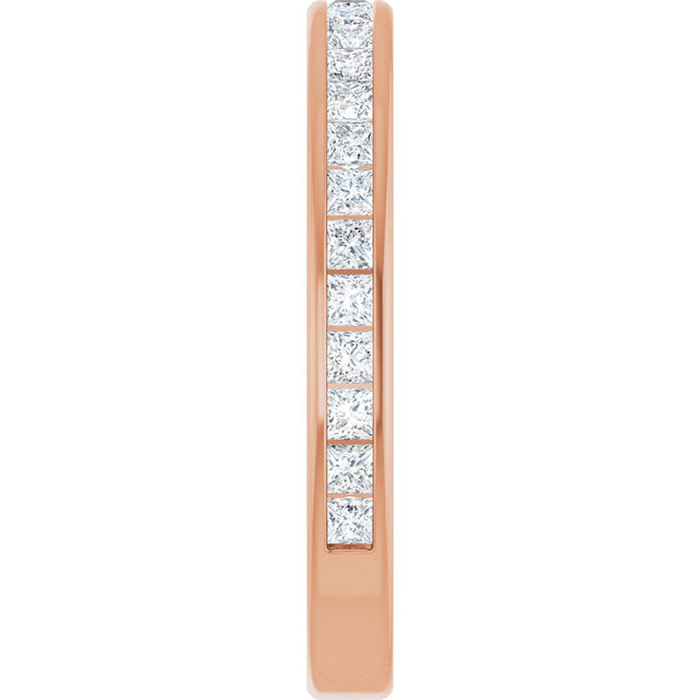 14K Gold Square Lab-Grown Diamond Channel-Set Anniversary Band – 1.5x1.5 mm Stones - Rose Gold - view 4