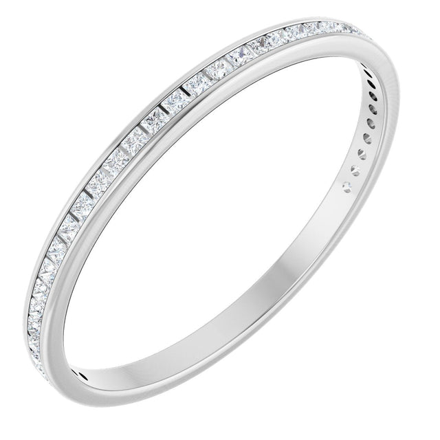 14K Gold Square Lab-Grown Diamond Channel-Set Anniversary Band – 1.5x1.5 mm Stones (3/4 CTW) - White Gold
