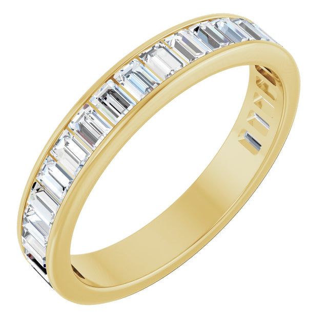 14K Gold Straight Baguette Natural Diamond Channel-Set Anniversary Band – 3x2 mm Stones - Yellow Gold