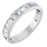 14K Gold Straight Baguette Natural Diamond Channel-Set Anniversary Band – 3x2 mm Stones - White Gold