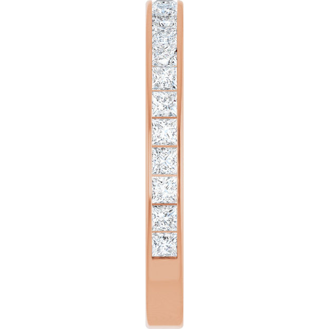14K Gold Square Natural Diamond Channel-Set Anniversary Band – 2.5x2.5 mm Stones - Rose Gold - view 4