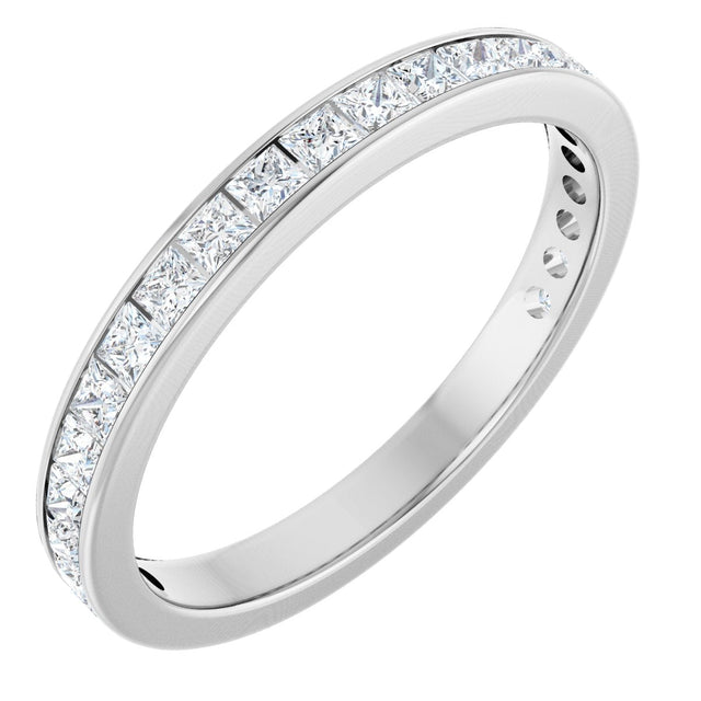 14K Gold Square Natural Diamond Channel-Set Anniversary Band – 2.5x2.5 mm Stones - White Gold