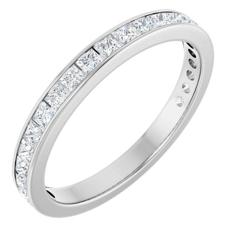 14K Gold Square Lab-Grown Diamond Channel-Set Anniversary Band – 2.5x2.5 mm Stones - White Gold