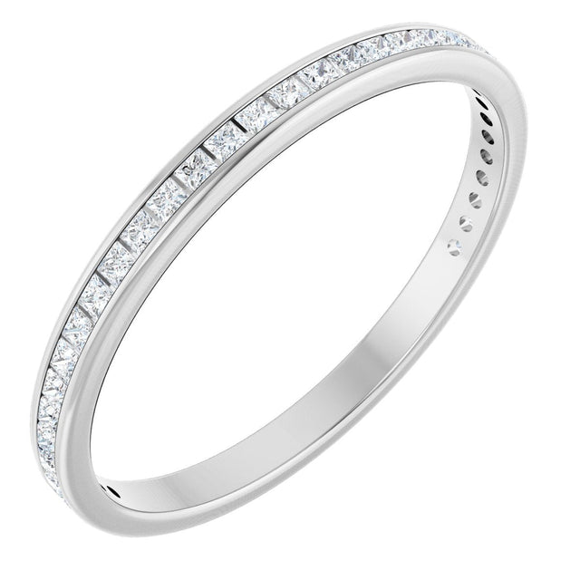 14K Gold Square Natural Diamond Channel-Set Anniversary Band – 1.5x1.5 mm Stones (3/4 CTW) - White Gold