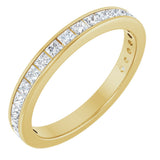 14K Gold Square Natural Diamond Channel-Set Anniversary Band – 2x2 mm Stones - Yellow Gold