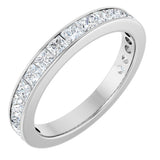 14K Gold Square Lab-Grown Diamond Channel-Set Anniversary Band – 3x3 mm Stones - White Gold