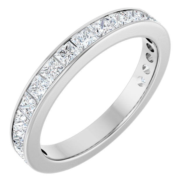 14K Gold Square Lab-Grown Diamond Channel-Set Anniversary Band – 3x3 mm Stones - White Gold
