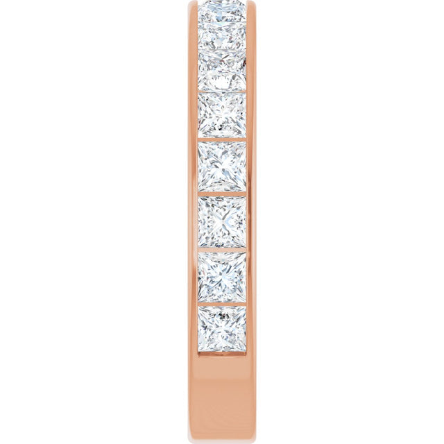 14K Gold Square Lab-Grown Diamond Channel-Set Anniversary Band – 3x3 mm Stones - Rose Gold - view 4