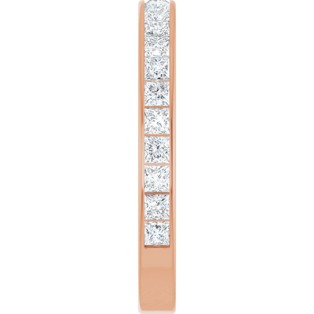 14K Gold Square Natural Diamond Channel-Set Anniversary Band – 2.5x2.5 mm Stones - Rose Gold - view 4