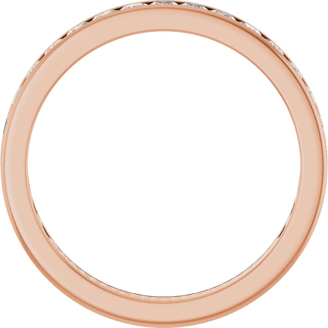 14K Gold Square Lab-Grown Diamond Channel-Set Anniversary Band – 2.5x2.5 mm Stones - Rose Gold - view 2