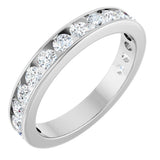 14K Gold Round Lab-Grown Diamond Channel-Set Anniversary Band – 3 mm Stones - White Gold