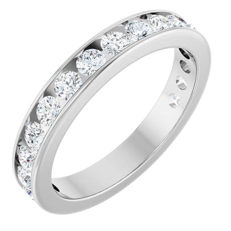 14K Gold Round Lab-Grown Diamond Channel-Set Anniversary Band – 3 mm Stones - White Gold