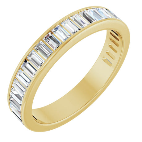 14K Gold Straight Baguette Lab-Grown Diamond Channel-Set Anniversary Band – 3x1.5 mm Stones - Yellow Gold