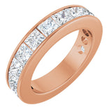 14K Gold Square Lab-Grown Diamond Channel-Set Anniversary Band – 3x3 mm Stones - Rose Gold