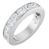 14K Gold Square Natural Diamond Channel-Set Anniversary Band – 3x3 mm Stones - White Gold