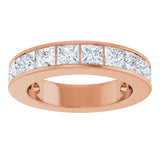 14K Gold Square Natural Diamond Channel-Set Anniversary Band – 3x3 mm Stones - Rose Gold - view 3