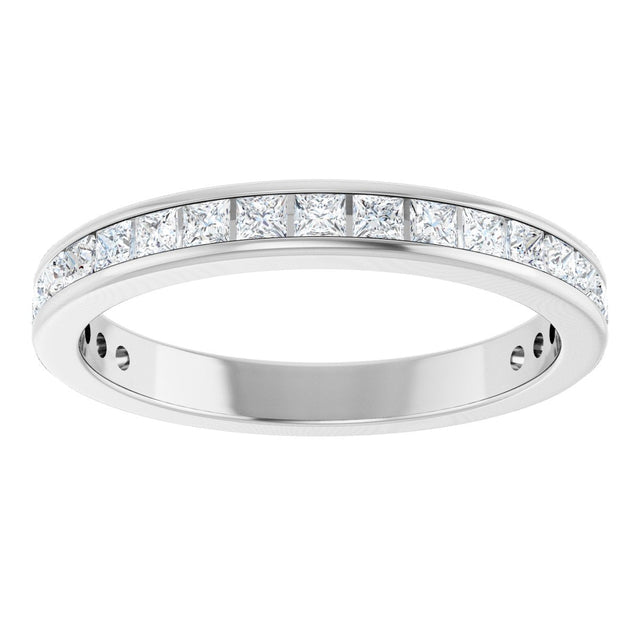 14K Gold Square Natural Diamond Channel-Set Anniversary Band – 1.75x1.75 mm Stones - White Gold - view 3