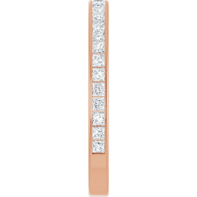 14K Gold Square Natural Diamond Channel-Set Anniversary Band – 2x2 mm Stones - Rose Gold - view 4
