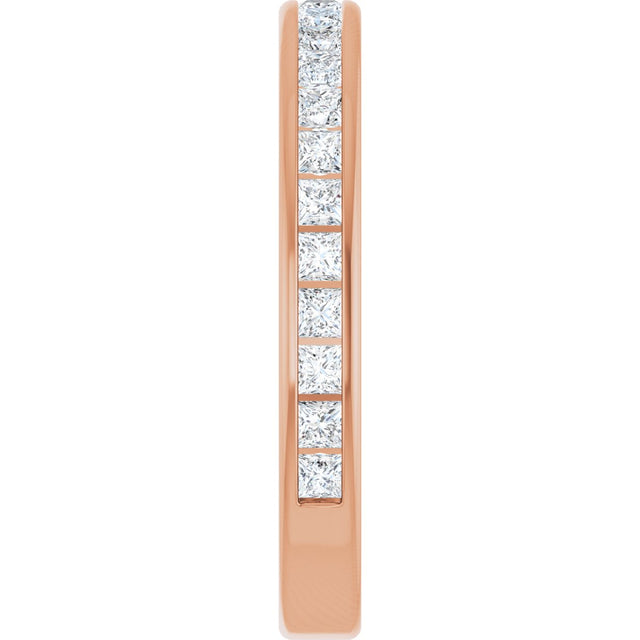 14K Gold Square Lab-Grown Diamond Channel-Set Anniversary Band – 1.5x1.5 mm Stones - Rose Gold - view 4