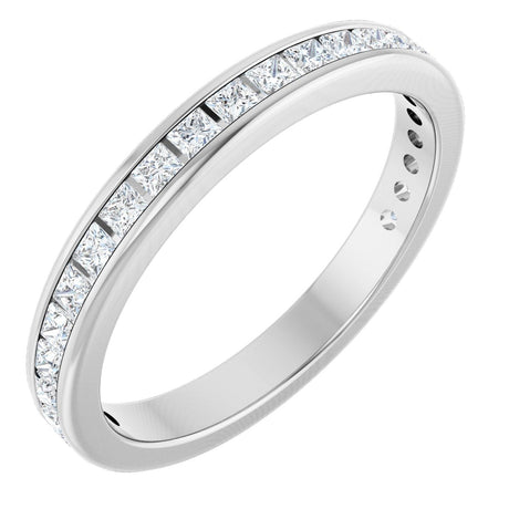 14K Gold Square Lab-Grown Diamond Channel-Set Anniversary Band – 1.5x1.5 mm Stones - White Gold