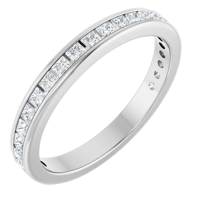 14K Gold Square Lab-Grown Diamond Channel-Set Anniversary Band – 1.5x1.5 mm Stones - White Gold