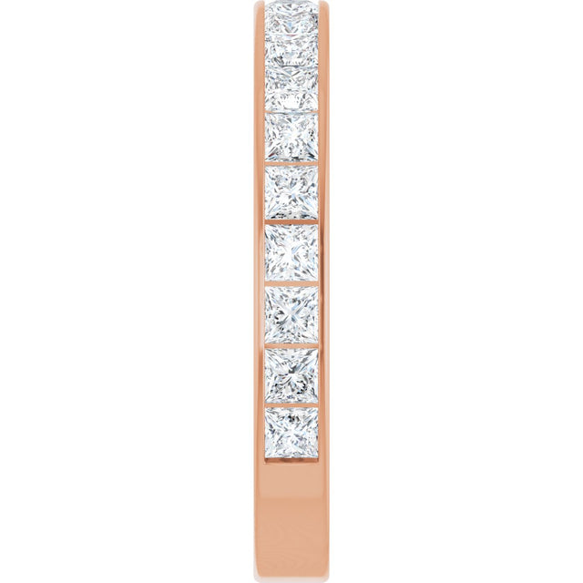 14K Gold Square Natural Diamond Channel-Set Anniversary Band – 3x3 mm Stones - Rose Gold - view 4
