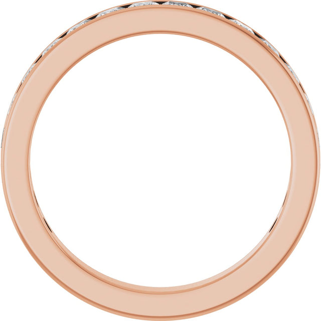14K Gold Square Lab-Grown Diamond Channel-Set Anniversary Band – 3x3 mm Stones - Rose Gold - view 2