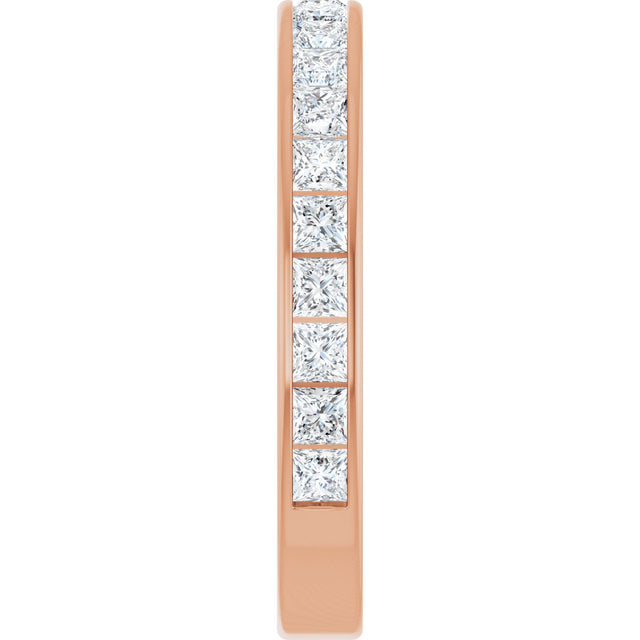 14K Gold Square Natural Diamond Channel-Set Anniversary Band – 2.25x2.25 mm Stones - Rose Gold - view 4