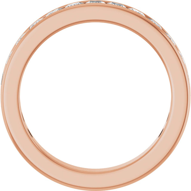 14K Gold Square Lab-Grown Diamond Channel-Set Anniversary Band – 2.25x2.25 mm Stones - Rose Gold - view 2