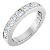 14K Gold Square Lab-Grown Diamond Channel-Set Anniversary Band – 3x3 mm Stones - White Gold