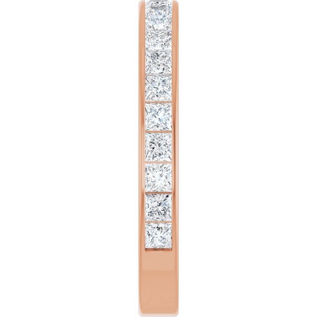 14K Gold Square Natural Diamond Channel-Set Anniversary Band – 2.5x2.5 mm Stones - Rose Gold - view 4