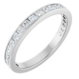 14K Gold Square Natural Diamond Channel-Set Anniversary Band – 2.5x2.5 mm Stones - White Gold