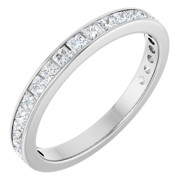 14K Gold Square Lab-Grown Diamond Channel-Set Anniversary Band – 2.5x2.5 mm Stones - White Gold