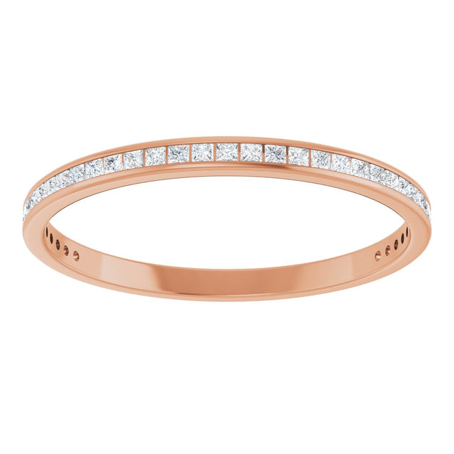 14K Gold Square Lab-Grown Diamond Channel-Set Anniversary Band – 1.5x1.5 mm Stones (3/4 CTW) - Rose Gold - view 3