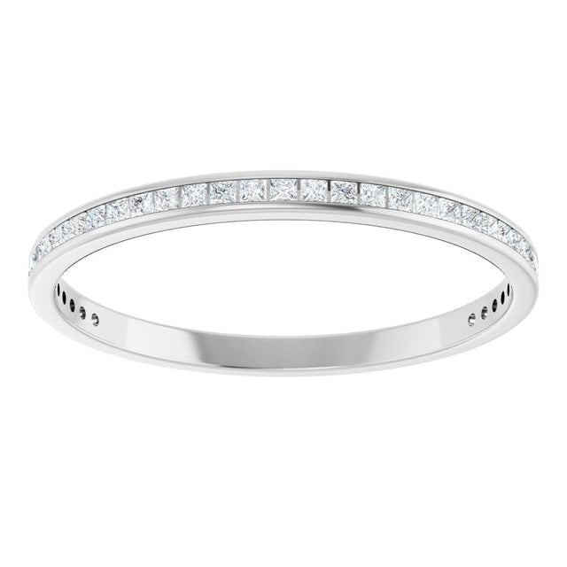 14K Gold Square Lab-Grown Diamond Channel-Set Anniversary Band – 1.5x1.5 mm Stones (3/4 CTW) - White Gold - view 3