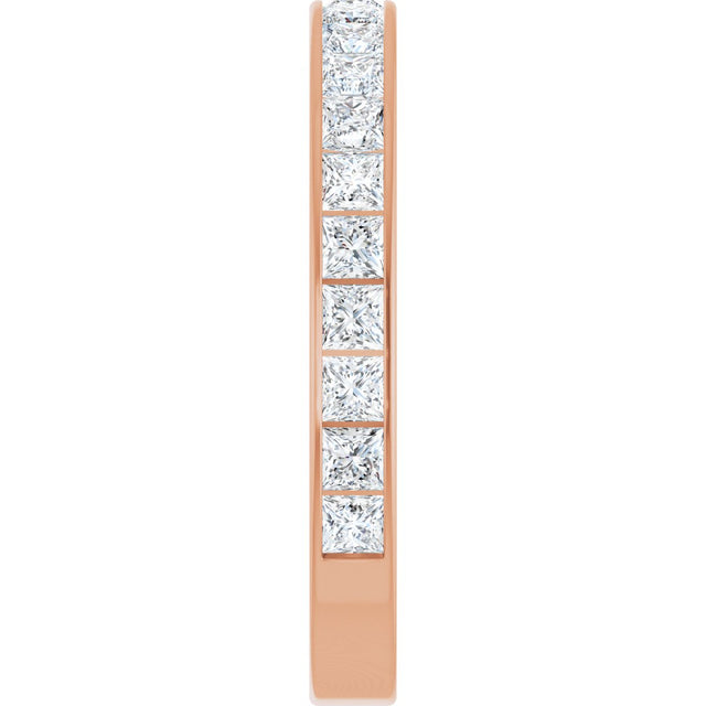 14K Gold Square Lab-Grown Diamond Channel-Set Anniversary Band – 3x3 mm Stones - Rose Gold - view 4
