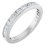 14K Gold Square Lab-Grown Diamond Channel-Set Anniversary Band – 3x3 mm Stones - White Gold