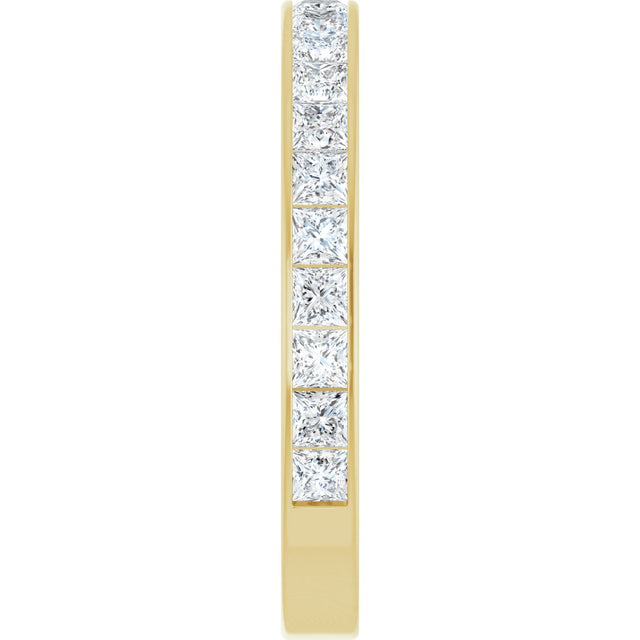 14K Gold Square Natural Diamond Channel-Set Anniversary Band – 3x3 mm Stones (3 5/8 CTW) - Yellow Gold - view 4