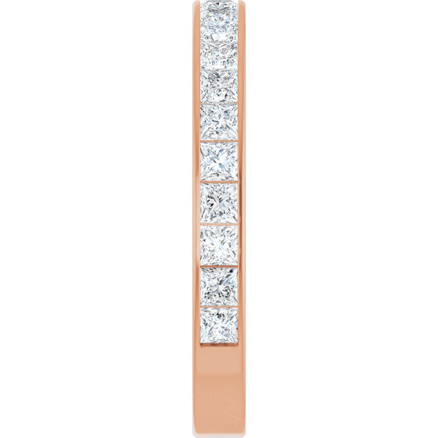 14K Gold Square Natural Diamond Channel-Set Anniversary Band – 3x3 mm Stones (3 5/8 CTW) - Rose Gold - view 4