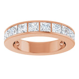 14K Gold Square Lab-Grown Diamond Channel-Set Anniversary Band – 3x3 mm Stones - Rose Gold - view 3