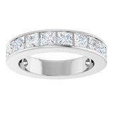 14K Gold Square Lab-Grown Diamond Channel-Set Anniversary Band – 3x3 mm Stones - White Gold - view 3