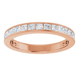 14K Gold Square Natural Diamond Channel-Set Anniversary Band – 2.5x2.5 mm Stones - Rose Gold - view 3